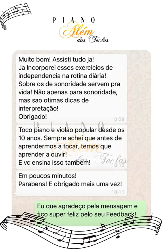 Depoimento de aluno do curso Piano Além das Teclas