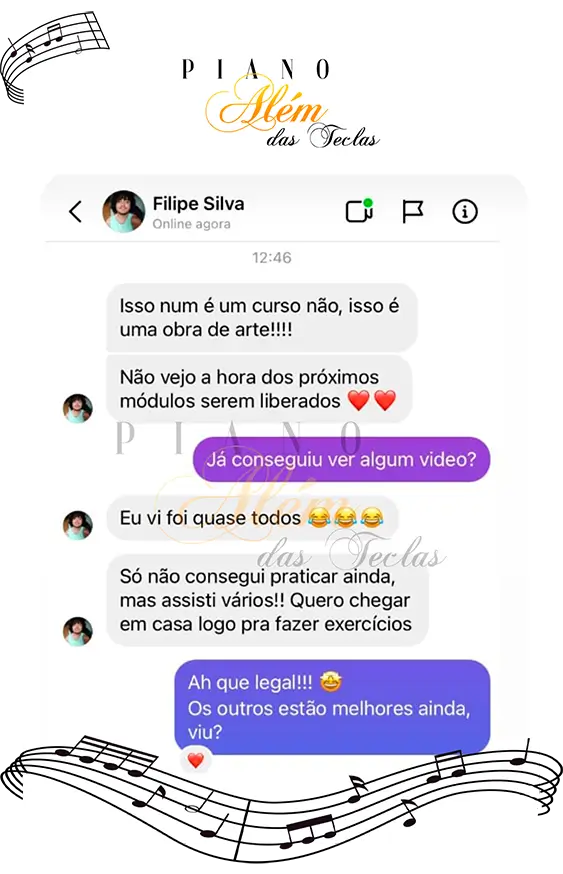 Depoimento de aluno do curso Piano Além das Teclas
