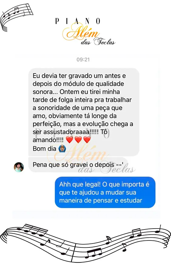Depoimento de aluno do curso Piano Além das Teclas