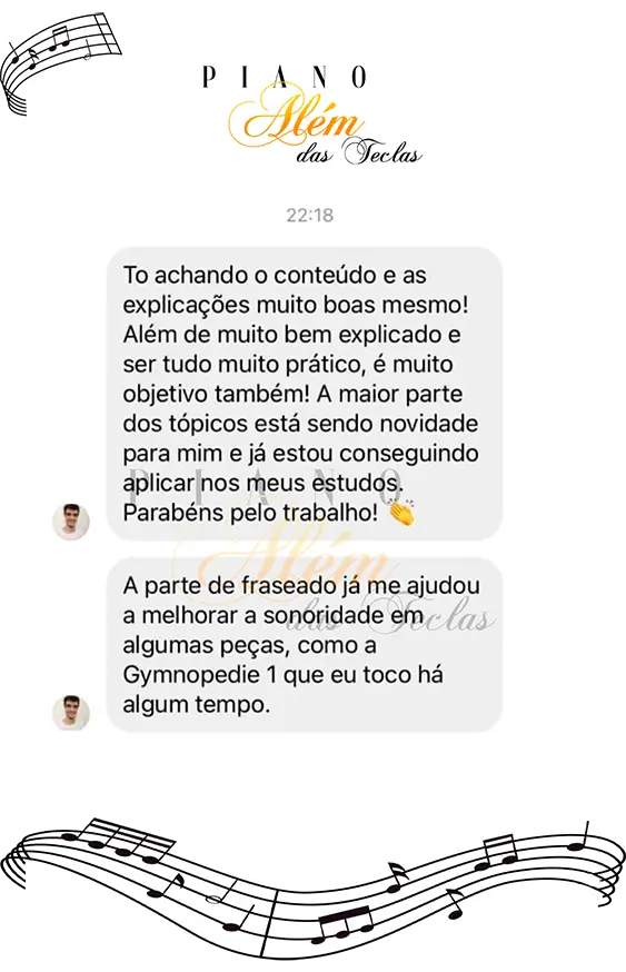 Depoimento de aluno do curso Piano Além das Teclas