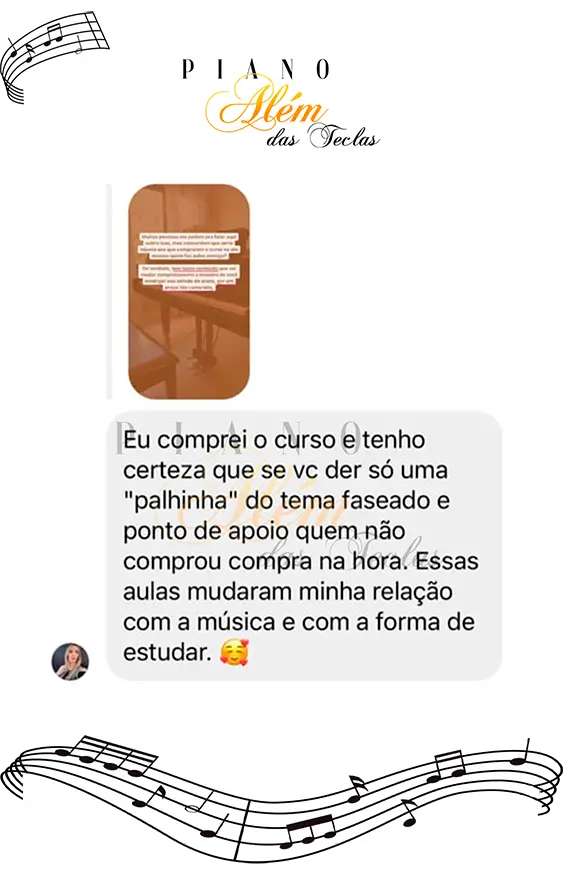 Depoimento de aluno do curso Piano Além das Teclas