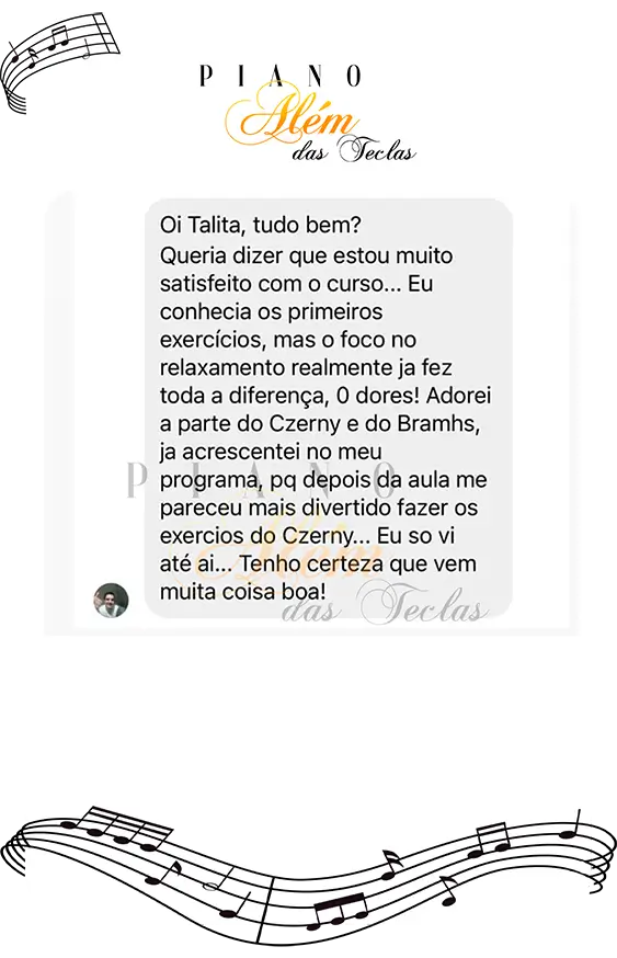 Depoimento de aluno do curso Piano Além das Teclas